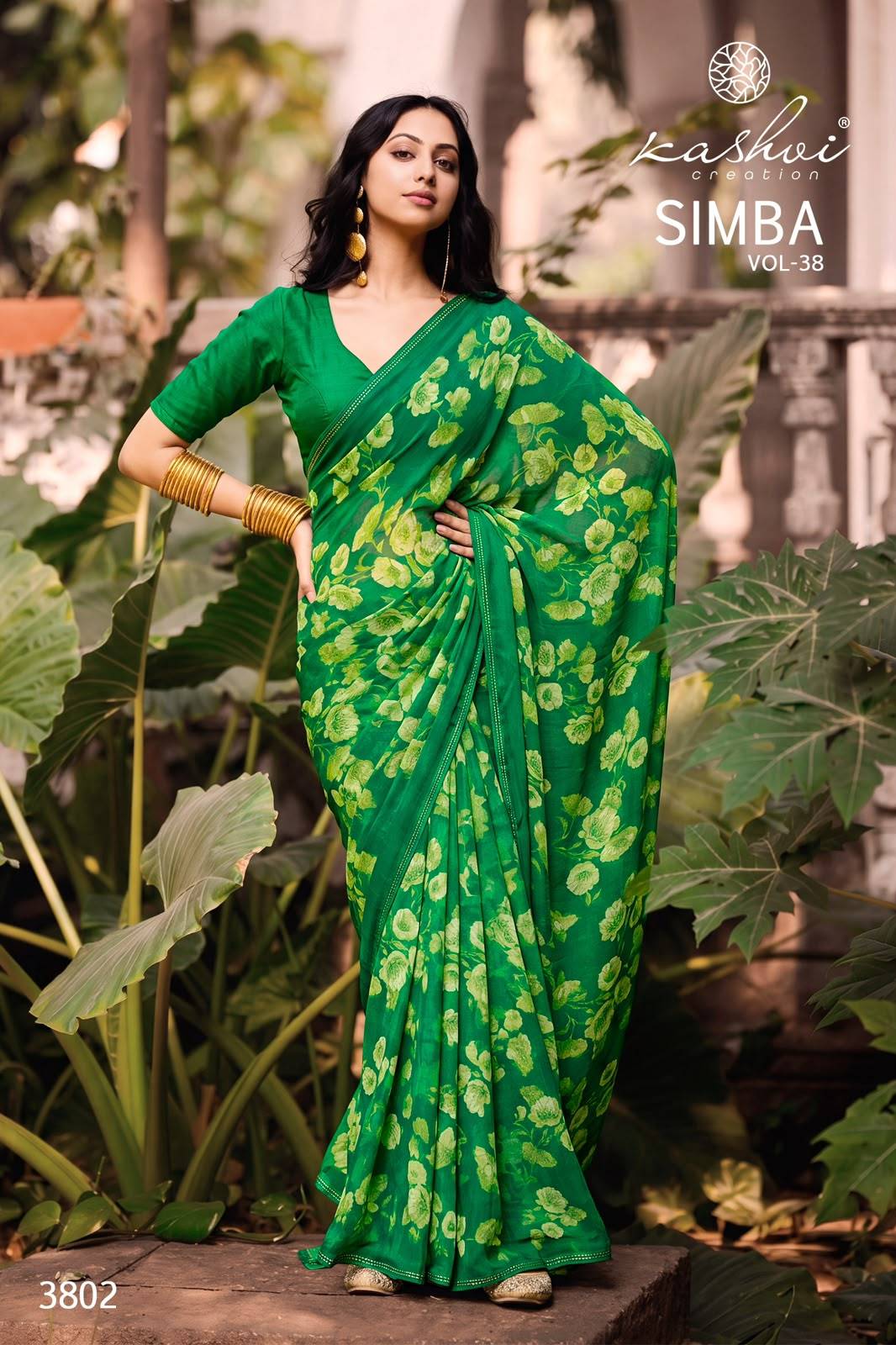 SIMBA VOL 38 By KASHVI CREATION 3801 To 3808 Series Indian Traditional Wear Georgette sarees At Wholesale Price